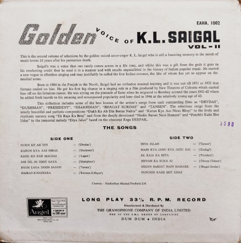 The Golden Voice Of KL Saigal Vol.2 – Vinyl World