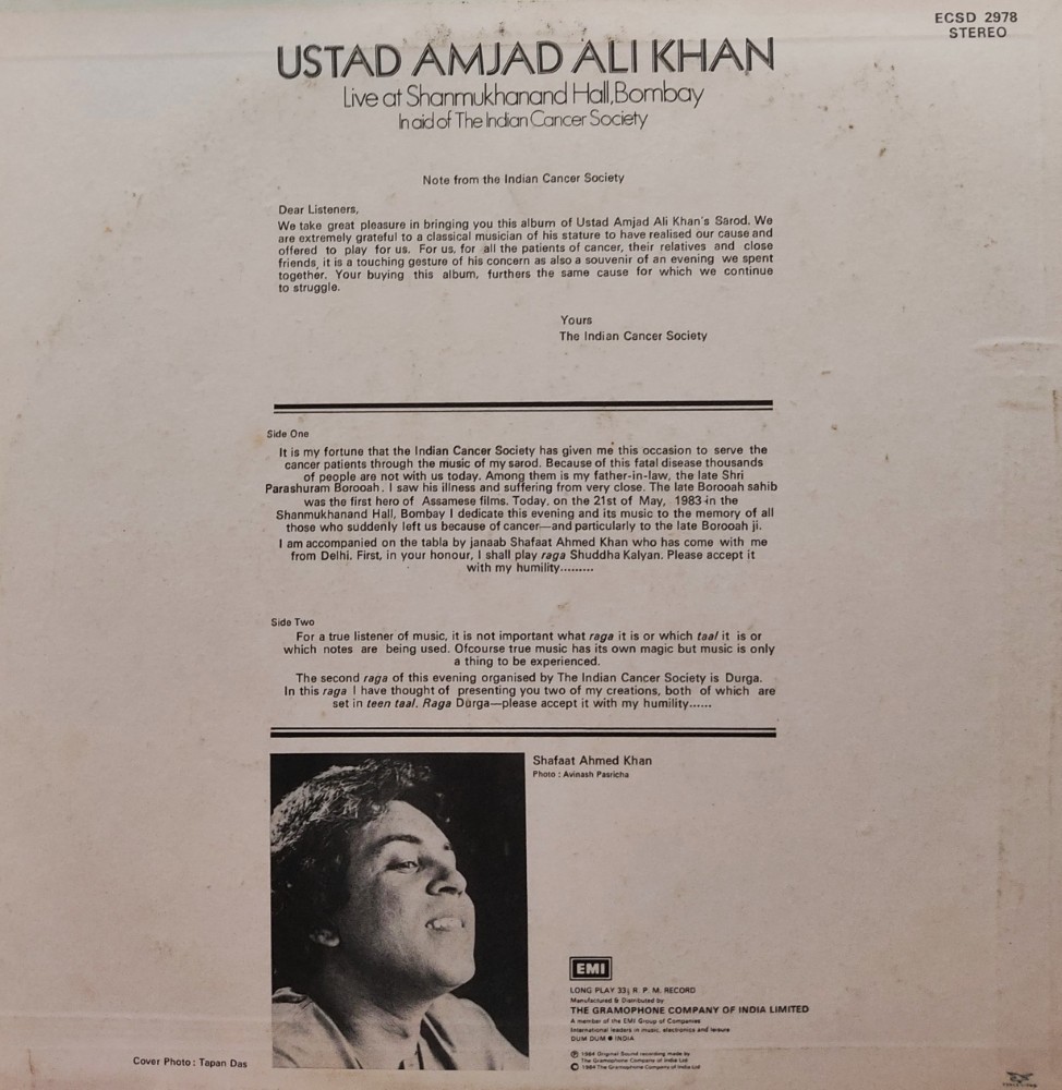 Ustad Amjad Ali Khan - Live at Shanmukhanand Hall, Bombay - Image 2