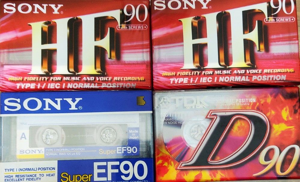 Blank Audio Cassettes - Sony HF 90/TDK D 90/Sony EF 90 (Set of 4 Cassettes)