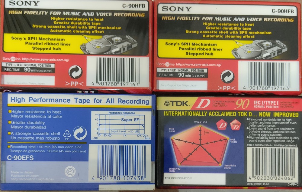 Blank Audio Cassettes - Sony HF 90/TDK D 90/Sony EF 90 (Set of 4 Cassettes) - Image 3