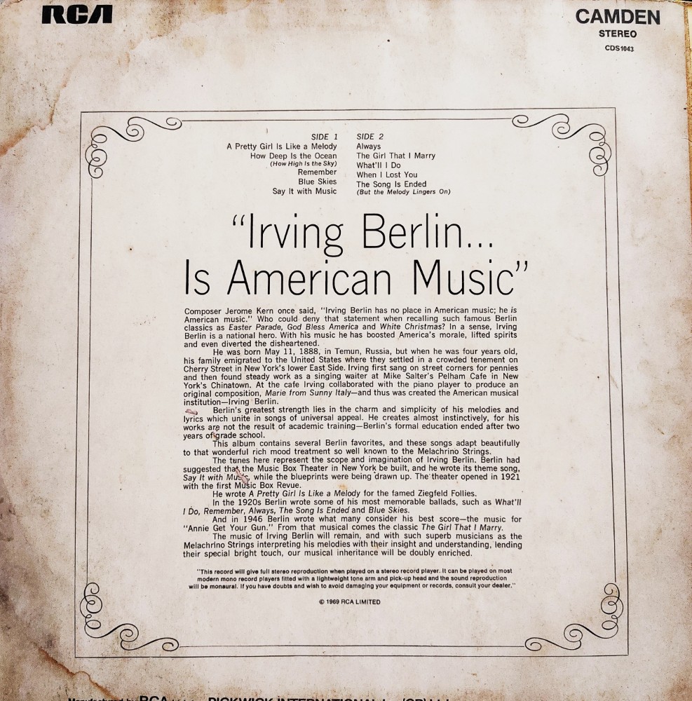 A Pretty Girl Is Like A Melody - The Melachrino Strings Play Irving Berlin - Image 2