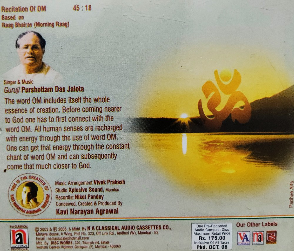 Om - For Morning Meditation Raag Bhairav : Guruji Purushottam Das Jalota - Image 2
