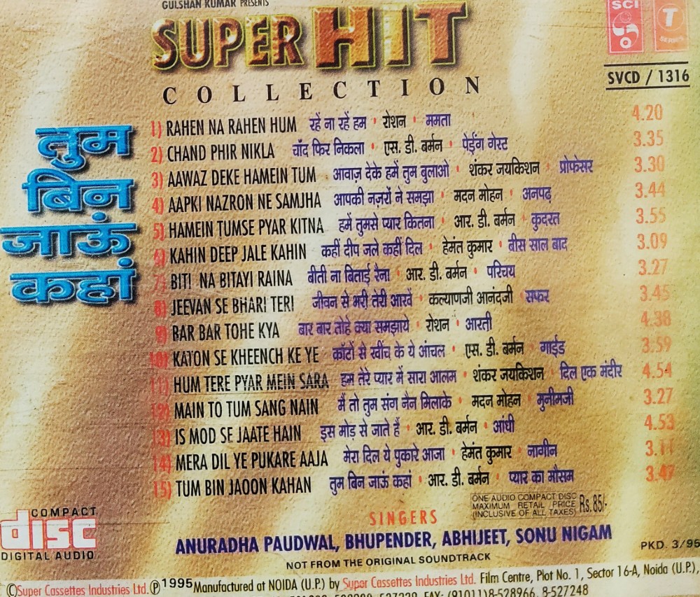 Tum Bin Jaoon Kahan : Singers : Anuradha, Bhpender, Abhijeet, Sonu Nigam - Image 2
