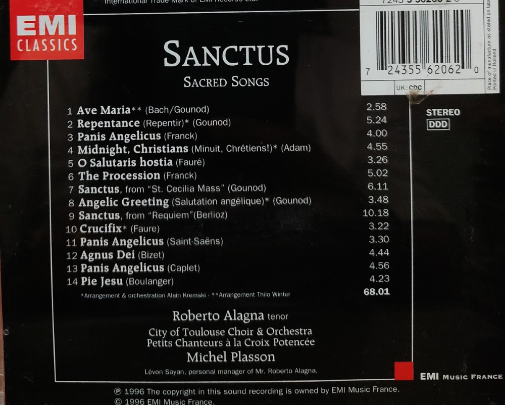 Sanctus - Sacred Songs : Roberto Alagna/Michael Plasson - Image 2