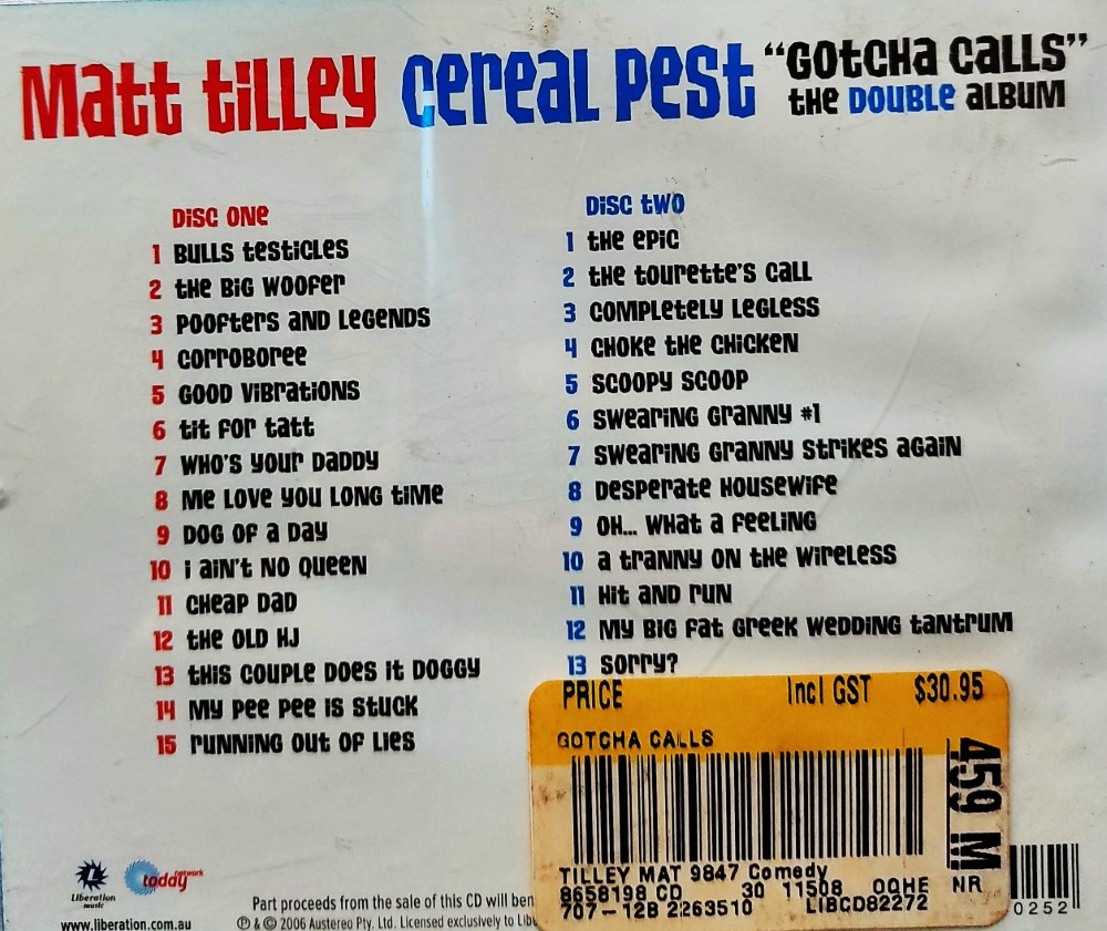 Matt Tilley - Cereal Pest : Gotcha Calls - The Double Album (2 CD Pack) - Image 2