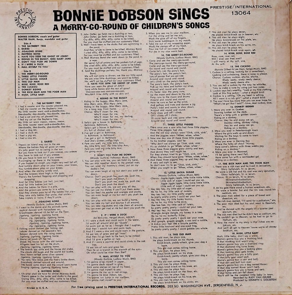 Bonnie Dobson Sings - A Merry Go Round of Children's Songs - Image 2