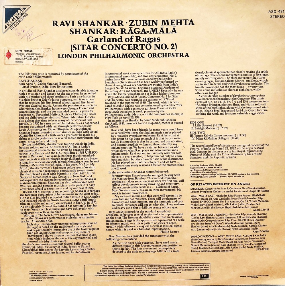 Ravi Shankar - Zubin Mehta : Shankar Raga Mala (Sitar Concert No.2) - Image 2