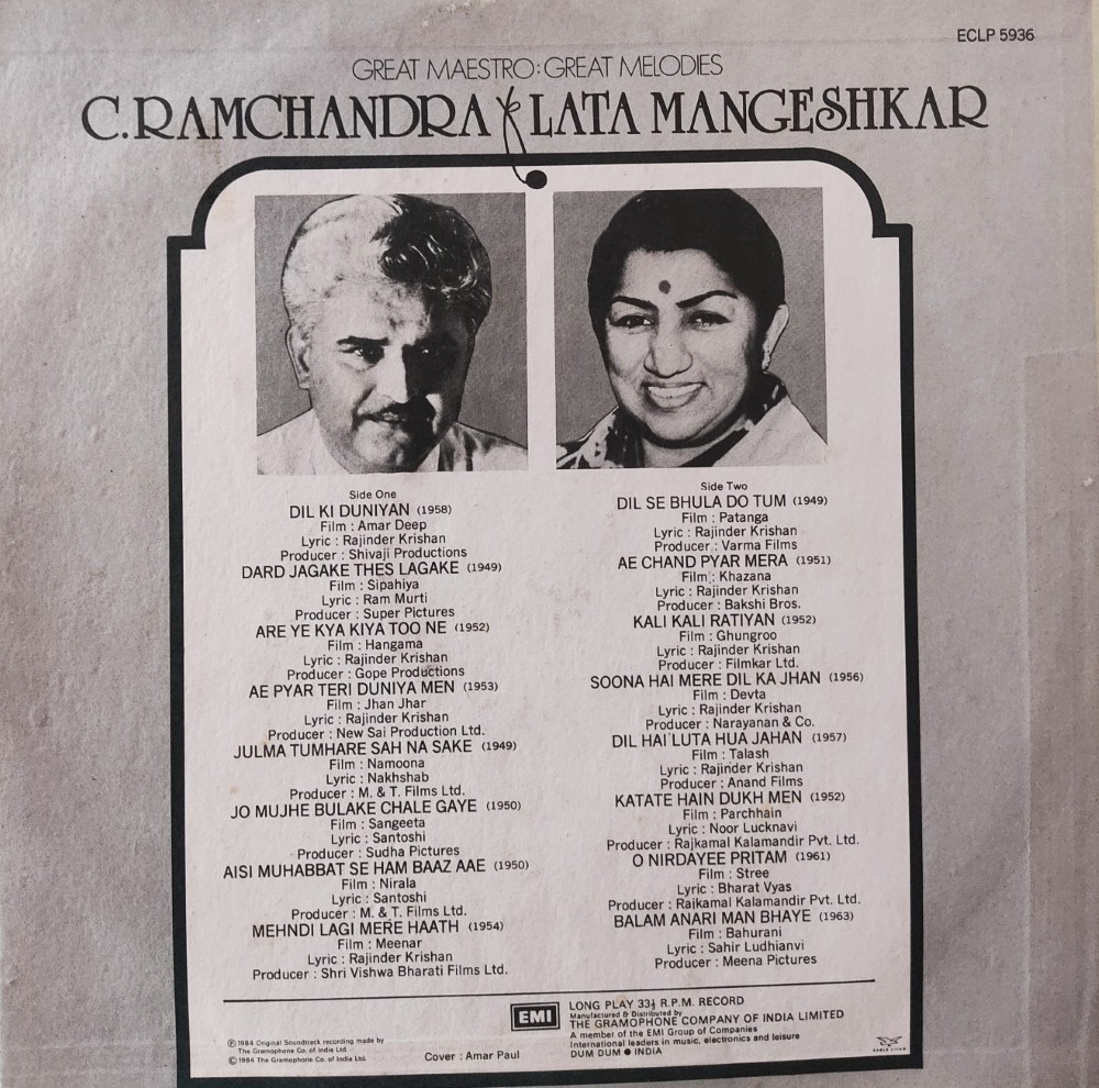 C Ramachandra - Lata Mangeshkar : Great Maestro - Great Melodies - Image 2