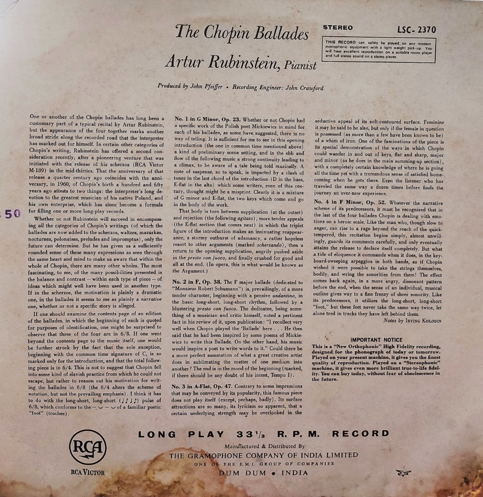 The Chopin Ballades - Rubinstein - Image 2