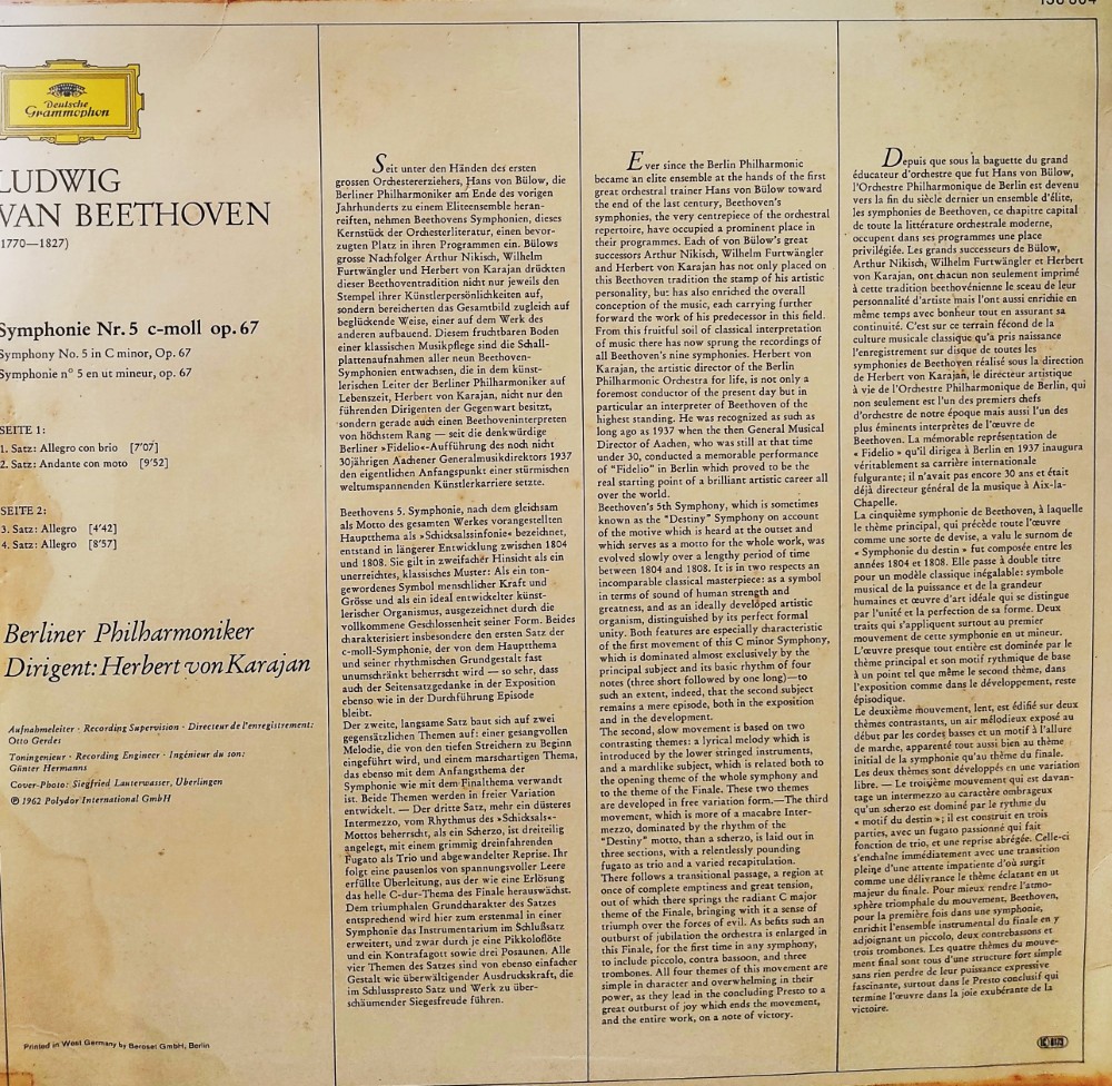 Beethoven - Symphonie Nr 5 : Berliner Philharmoniker - Herbert Von Karajan - Image 2