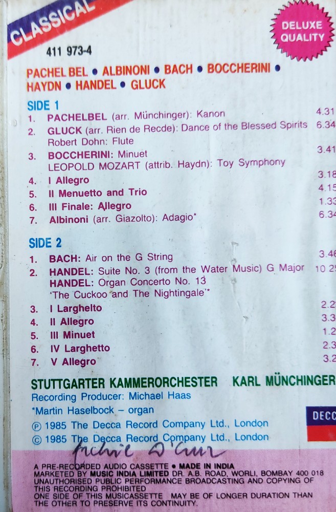 Pachelbel/Albinoni/Bach/Boccherini/Hyden/Handel/Gluck - Karl Munchinger - Image 2