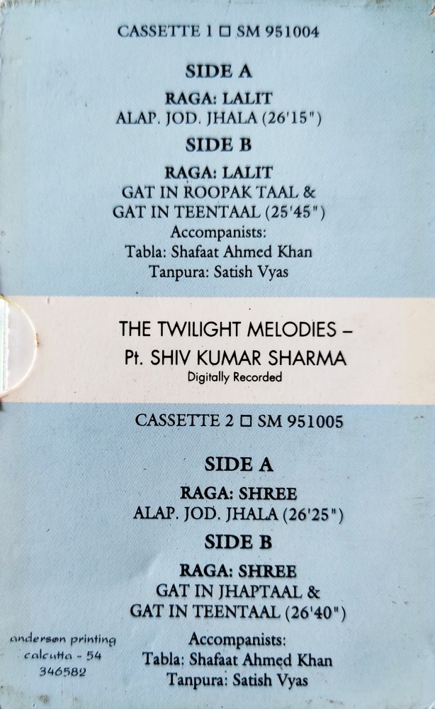 Pt Shivkumar Sharma - Twilight Melodies Vol.1 & 2 (2 Cassette Pack) - Image 2