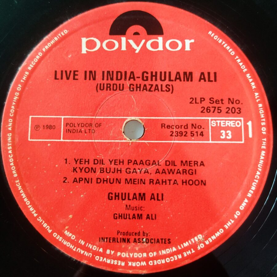 Live in India - Ghulam Ali (Urdu Ghazals)