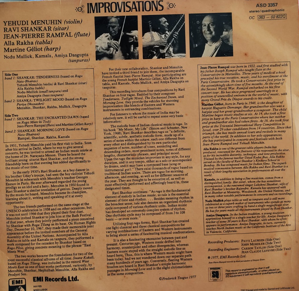 Improvisations : Yehudi Menuhin - Ravi Shankar - Jean Pierre Rampal - Image 2