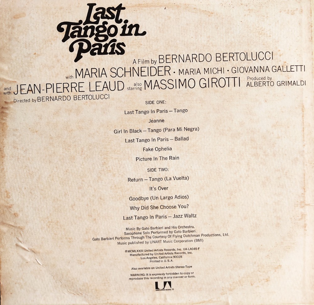 Last Tango In Paris (Original Motion Picturre Score) - Image 2